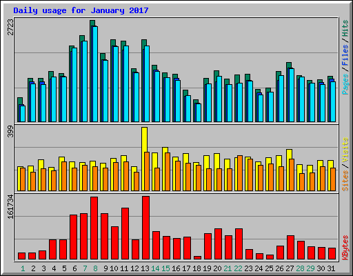 Daily usage for January 2017
