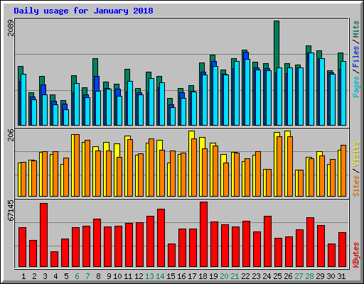 Daily usage for January 2018